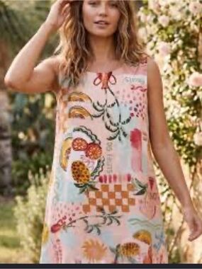 Anthropologie Paper Heart Large Linen Blend Tropic Sleeveless Mini Dress/ Tunic